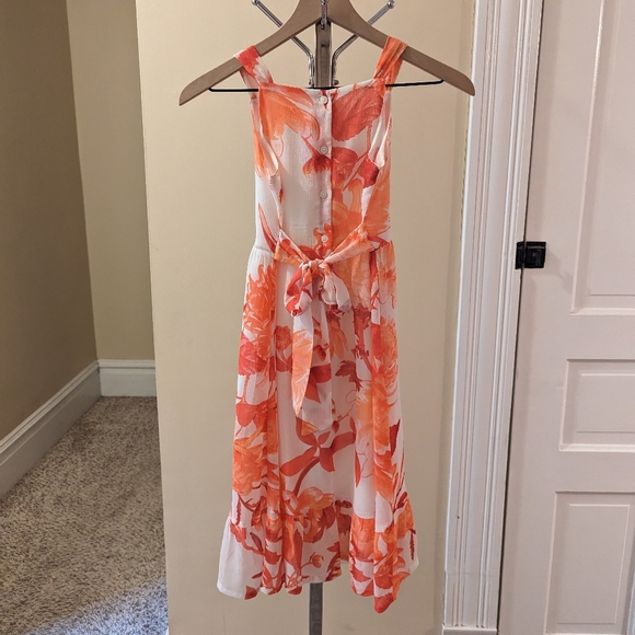 Crazy 8 white with orange floral print maxi dress size 10 - Picture 2 of 8